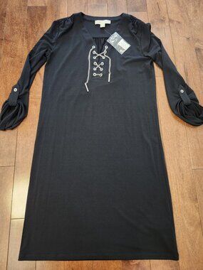 Michael Kors women's black chain lace up dress in size XS